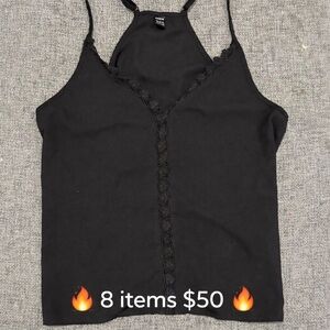🔥SHEIN Black Camisole with Lace Detail